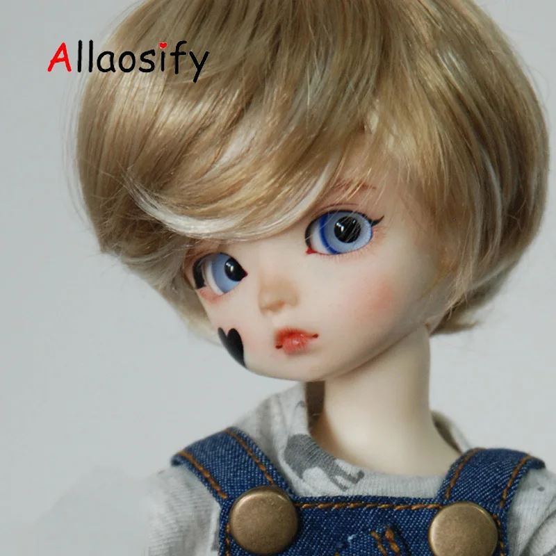 Allaosify bjd волосы 1/3 1/4 1/6 BJD Кукла Высокая температура парик для девочек длинные вьющиеся парики SD BJD парик синий желтый красный блок золотой - Цвет: Белый