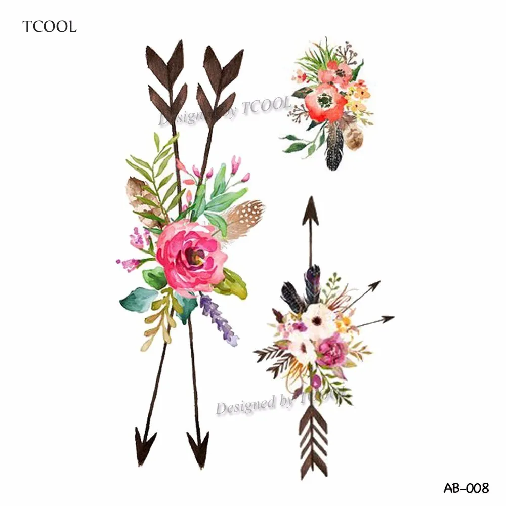 Download HXMAN Flower Arrow Temporary Tattoo Sticker Tattoos for Women Sexy Body Art Waterproof Men Hand ...