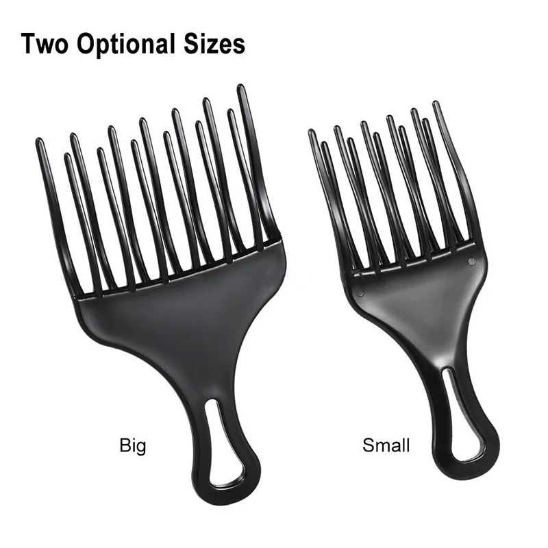 Mayitr 2 Sizes Durable Black Wide Teeth Fork Comb Curly Hair Brush Anti Static Afro Hairstyle Large Wide Tooth Hair Comb