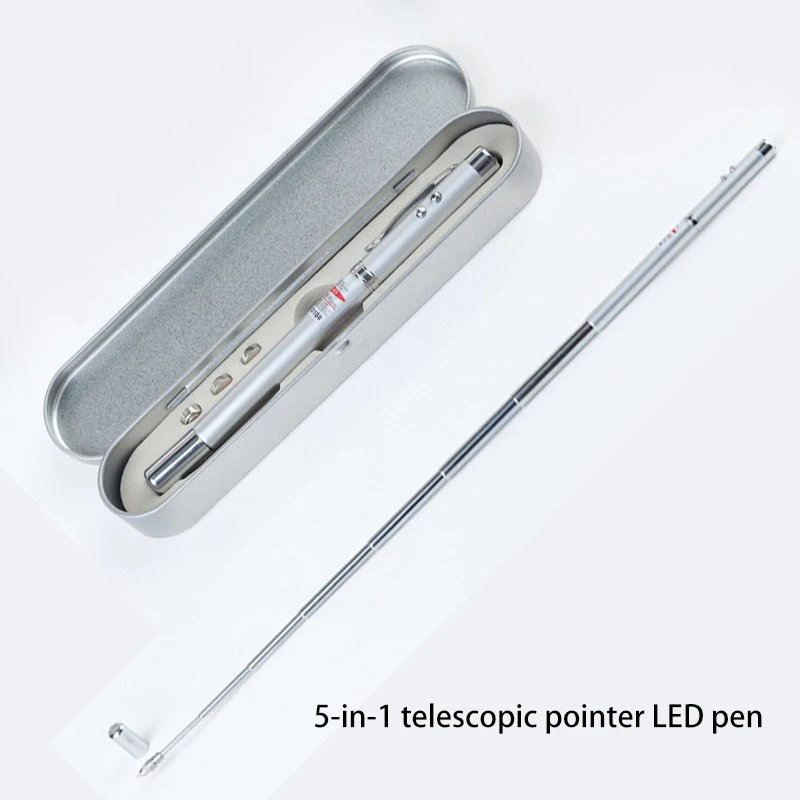 

5-in-1 telescopic pointer pen multi-function infrared laser LED flashlight teaching tool