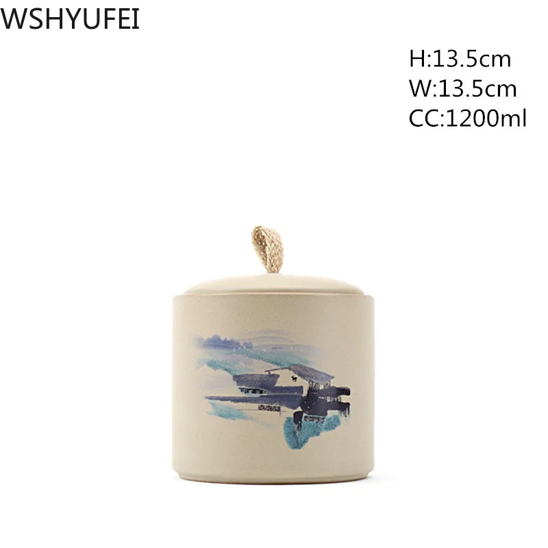 Chinese stoneware applique tea jar with lid Sealed moisture-proof Travel portable Storage jar Household tea accessories WSHYUFEI