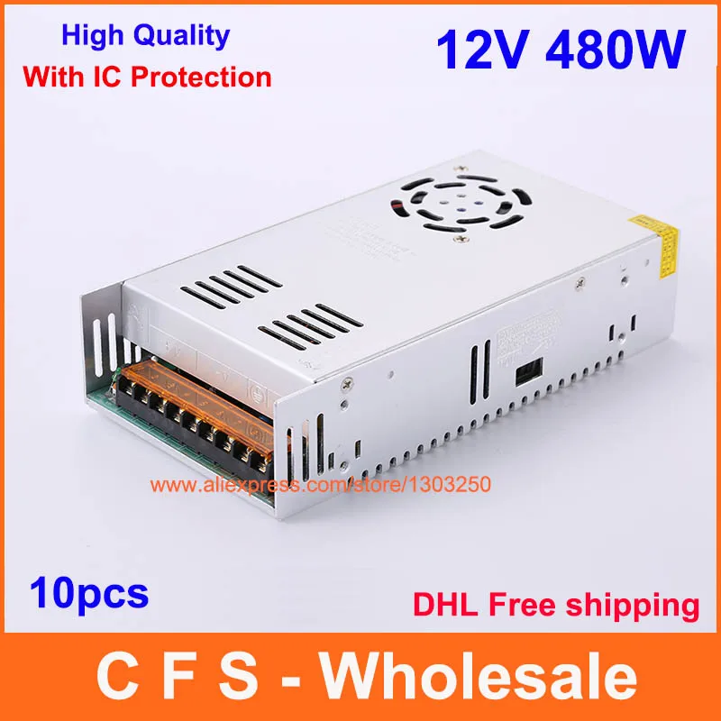 

10pcs Single Output Universal DC 12V 40A 480W Switching Power Supply Transformer AC 110 220V Input to DC12V For Led Strip Lamp