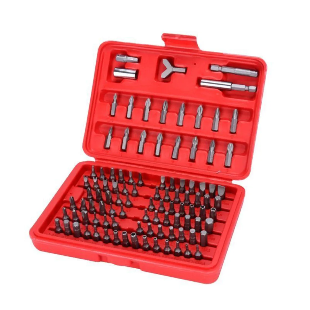 100Pcs/set  Security Bit Set Metric & SAE Tamper Proof Torx Star Hex Key Screwdriver