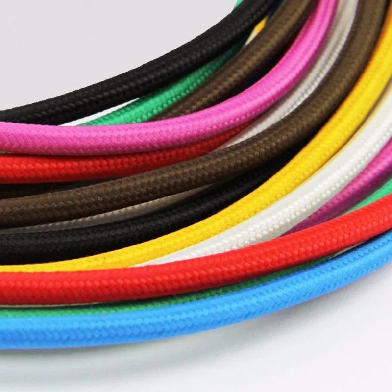 2 м, 3 м, 5 м, 10 м VDE сертифицированный 2 ядра круглый текстильный Электрический провод цветной плетеный провод тканевый кабель винтажная лампа шнур питания