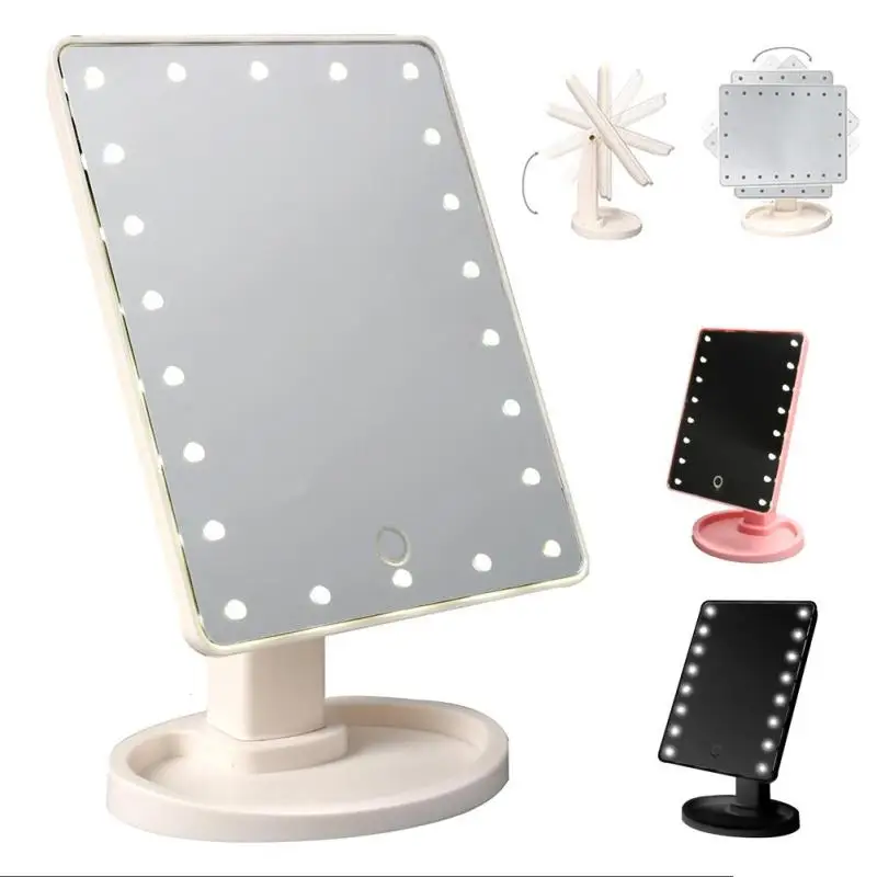 

22 LED Touch Screen Makeup Mirror 360 Rotating Pro Luminous Vanity Mirrors Beauty Adjustable Light Table Lamp Countertop B4