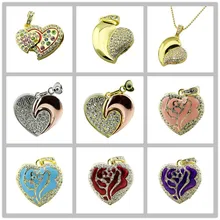 Real Capacity Crystal Heart USB Flash Drive Disk Necklace 8GB 16GB 32GB Diamond Heart Jewelry Usb
