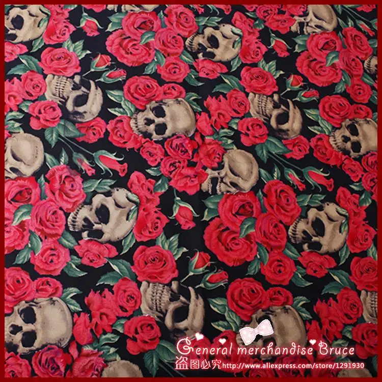 Топ моды! 1 шт./лот 50*140 см розы в ассортименте череп серии здоровой постельные принадлежности из хлопка ткань для шитья для рукоделия