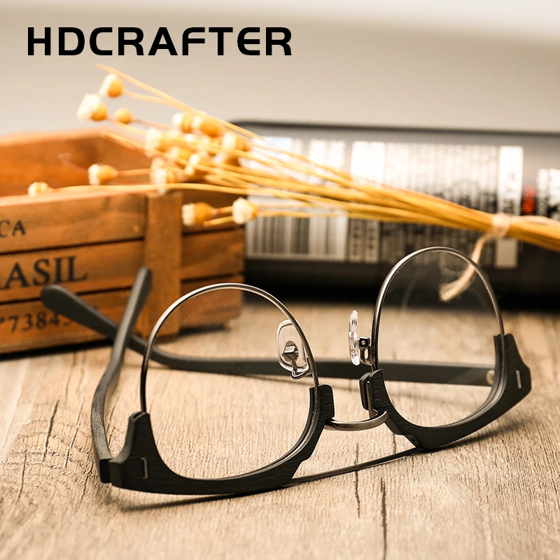 HDCRAFTER ретро круглые оправы для очков деревянные мужские и женские оптические