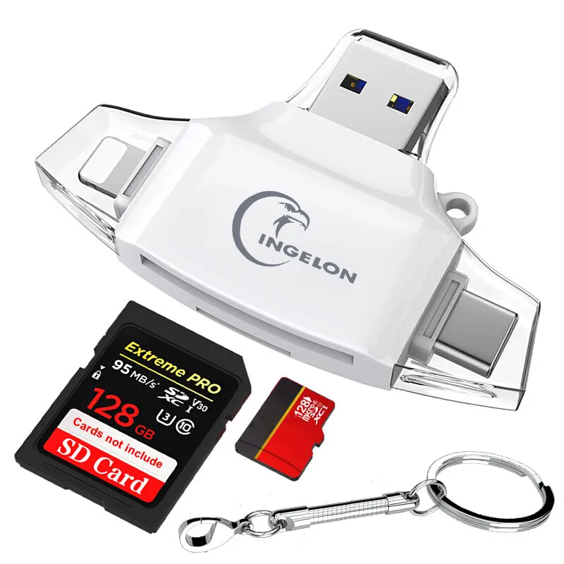

SD Card Reader Laptop Accessories microSD Cardreader 4 in 1 Adapter for Computer Memory Card Smart USB C Adaptador for iPhone