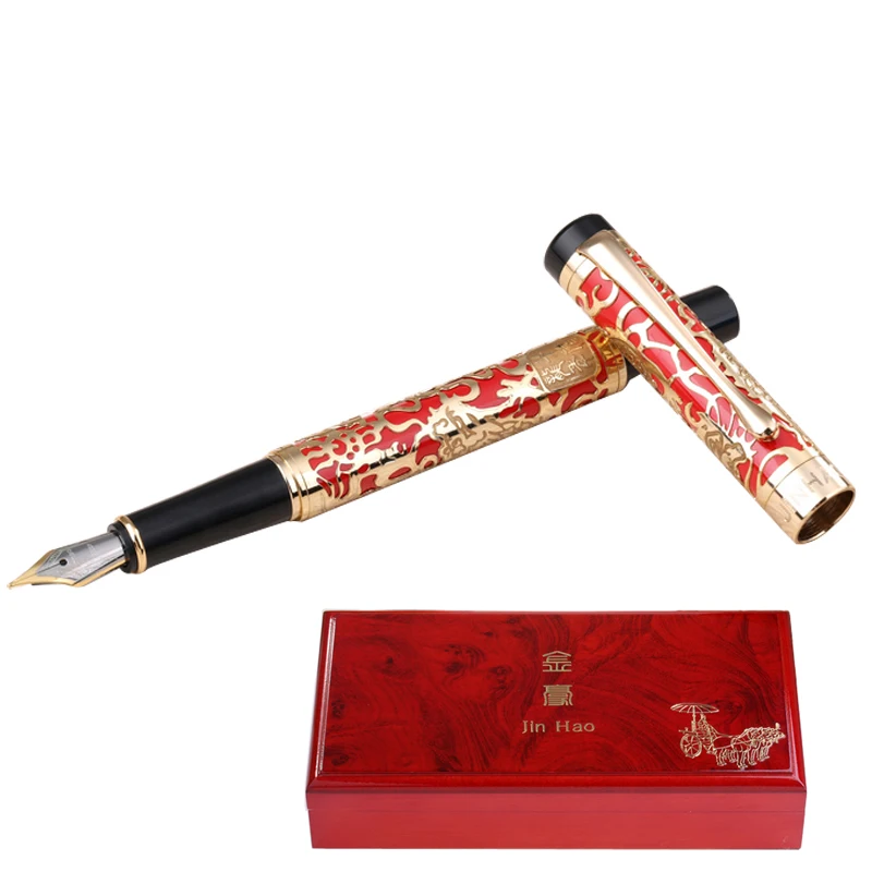 

High-end Jinhao Business Office Gift Fountain Pen 0.5mm Fine Nib Metal Iraurita Ink Pens with A Luxury Original Gift Box