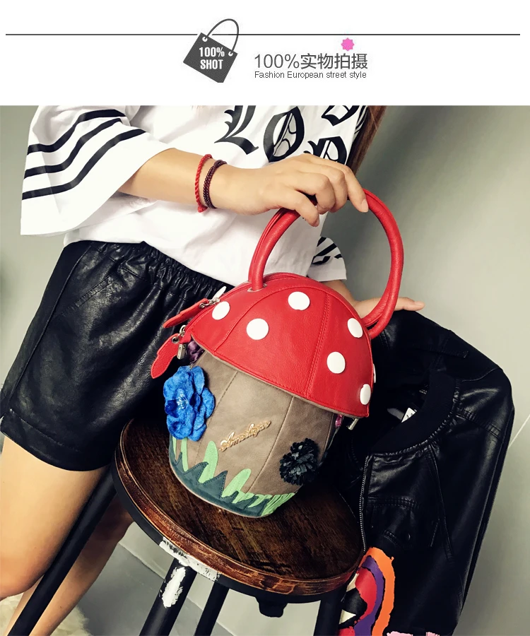 IPinee, Новое поступление, женские роскошные дизайнерские сумки с цветами, милые ручные сумки с грибами из искусственной кожи, маленькие сумки для женщин