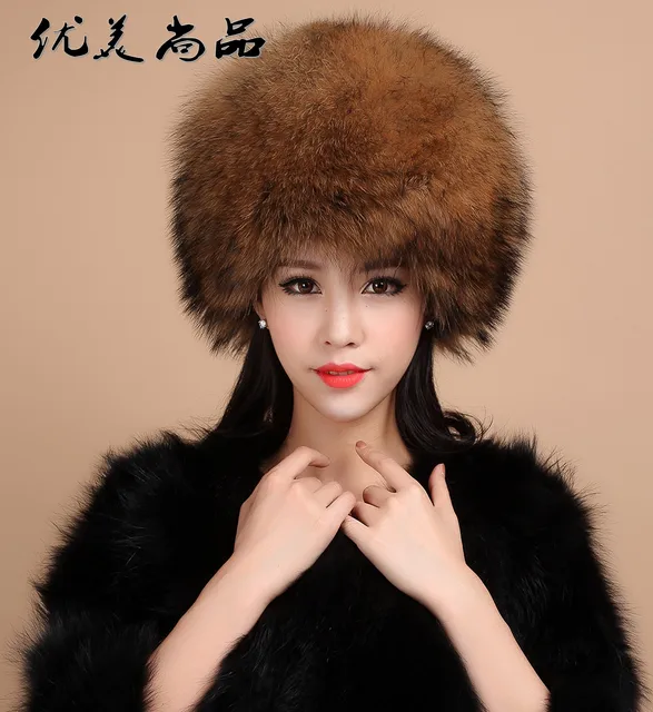 Cheap H753~ Adjustable Luxury whole piece natural fur cap,autumn  winter unisex dome mongolian hat raccoon fur