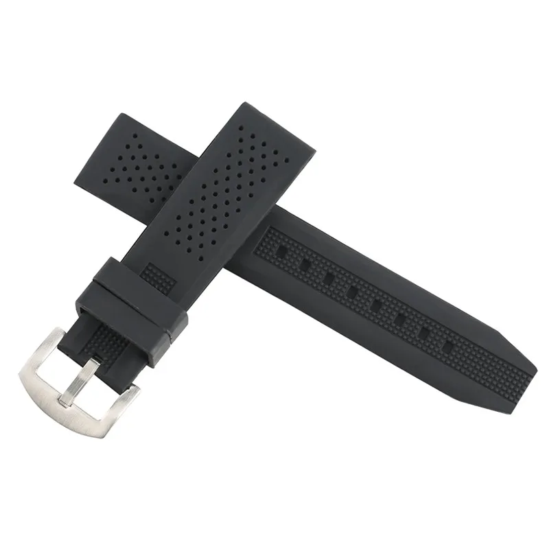 

18mm/20mm/22mm/24mm Waterproof Diving Watch Strap Silicone Rubber Band with Holes Replacement Black/Brown/Red/Blue