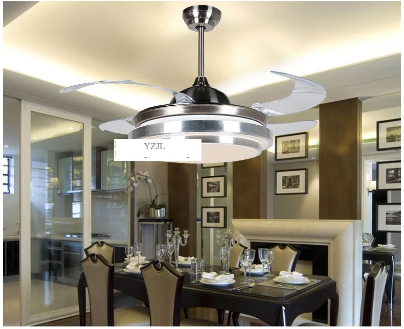 Us 339 32 15 Off Fashion Creative Stealth Restaurant Pendant Fans Ceiling Fan Light Minimalism Modern Bedroom Ceiling Pendant Lamps Fan 42inch In