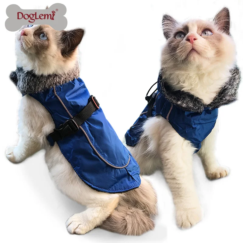 DogLemi зимняя теплая одежда для домашних собак Одежда с меховым воротником Куртка прочная зимняя одежда для собаки одежда