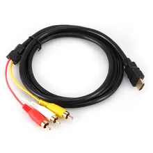 1,5 м 5 футов HDMI штекер 3 RCA штекер 1080P видео аудио AV компонентный кабель-адаптер 3RCA коаксиальный вспомогательный конвертер кабели шнур провод линия