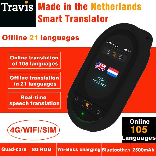 DJG 3-In-1 Stimme/Text/Foto Bluetooth Instant-Offline-Sprache Übersetzer Kompatibel Mit iPhone Und Android Mehr Als 40 Sprachen