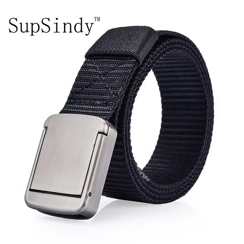 

SupSindy men's canvas belt Alloy buckle nylon military belt Army tactical belts for Men top quality Male strap for jeans black
