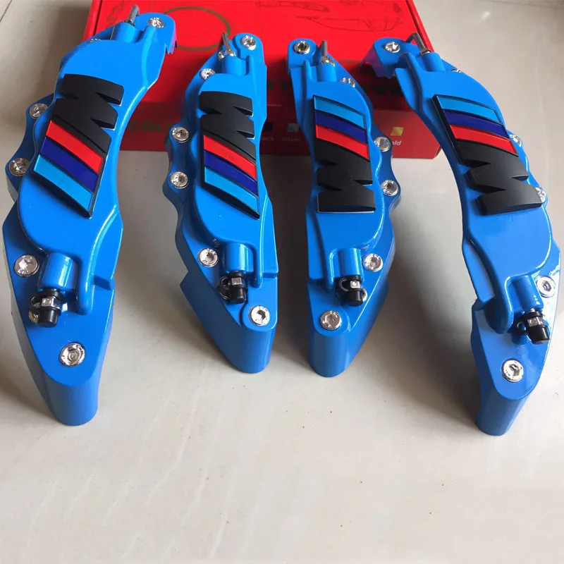 Blue black KUNBABY 4 шт. металлический тормозной суппорт крышка Модель 9 с ABS C Пластик M логотип автомобиля Стайлинг украшения - Название цвета: Blue black