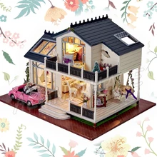 Миниатюрный Кукольный дом Прованса вилла DIY унисекс деревянный кукольный домик с мебели ремесла игрушки для подростков модель строительные наборы