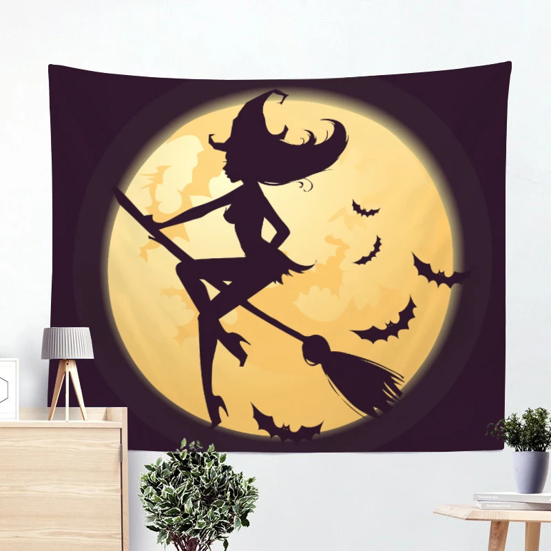 

Pumpkin Halloween Party Tapestry Night Moon Microfiber Fabric Wall Hanging for Kid Decoration Black Yoga Mat Table cloth