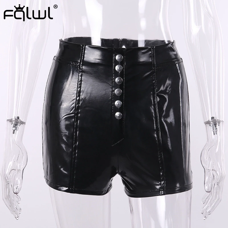 FQLWL панк облегающие шорты из искусственной кожи черные обтягивающие летние шорты с высокой талией женские уличные шорты на молнии женские клубные сексуальные шорты