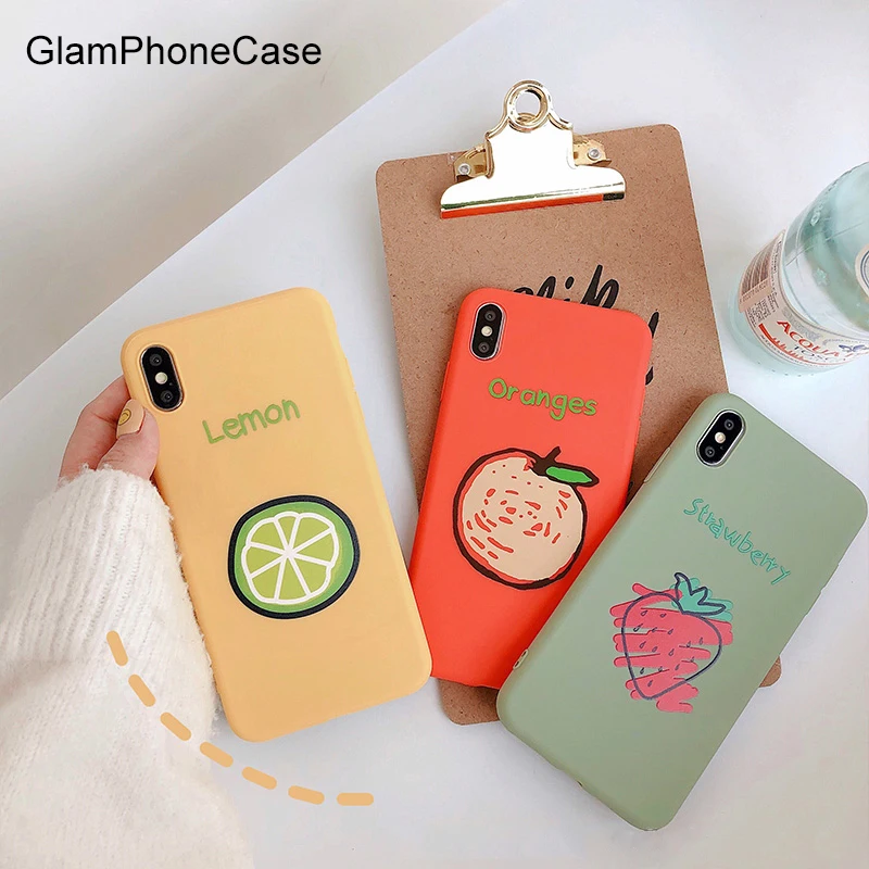 

GlamPhoneCase Simple and Lovely Fruit Phone Case For iPhone X XS Max XR Soft Tpu Cover For iPhone 7 8 6 6s Plus Case Coque