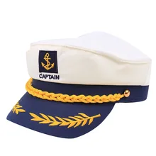 Винтажная белая и темно-синяя Матросская Кепка, кепка с плоским верхом, военная Кепка, вечерние причудливые аксессуары для косплея