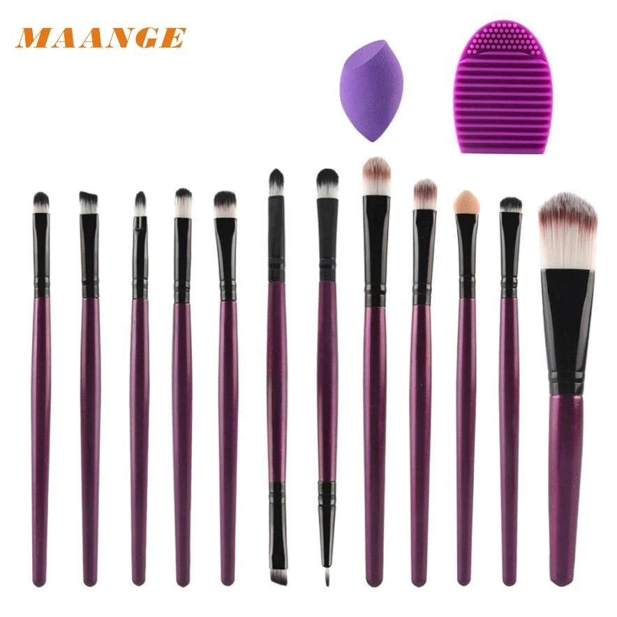 MAANGE 12pcs Makeup Brush Set Makeup Sponge Makeup Brush Cleaner