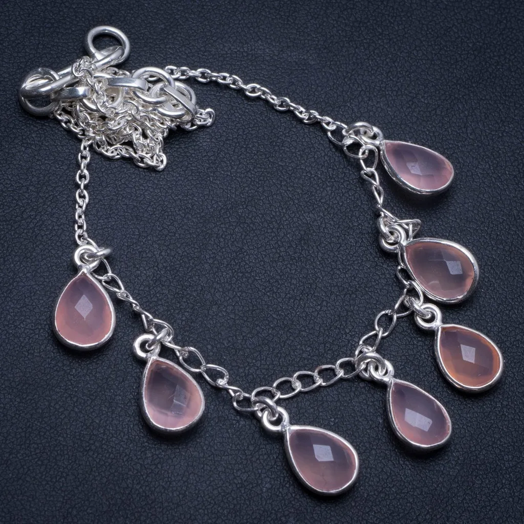 

Natural Rose Quartz Handmade Mexican 925 Sterling Silver Y Necklace 17.25" T8586