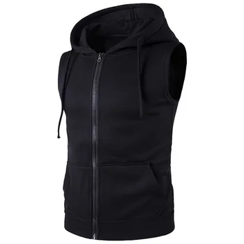 

MJARTORIA Men Fashion Solid Sleeveless Hoodies Cardigans Jacket Autumn Spring Zipper Pockets Mens Vest Casual Waistcoat Tops