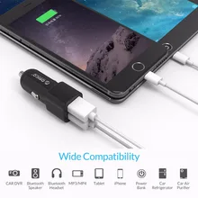 Dual Port USB Car Charger Adapter, 5V 2.4A 17W