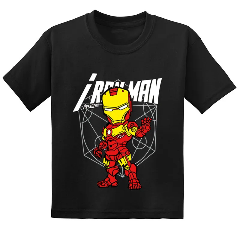 Лидер продаж «мстители» из мультфильма "Железный человек" с принтом детская футболка Летняя одежда для маленьких девочек, хлопковая футболка с коротким рукавом для мальчиков, забавная одежда, GKT253