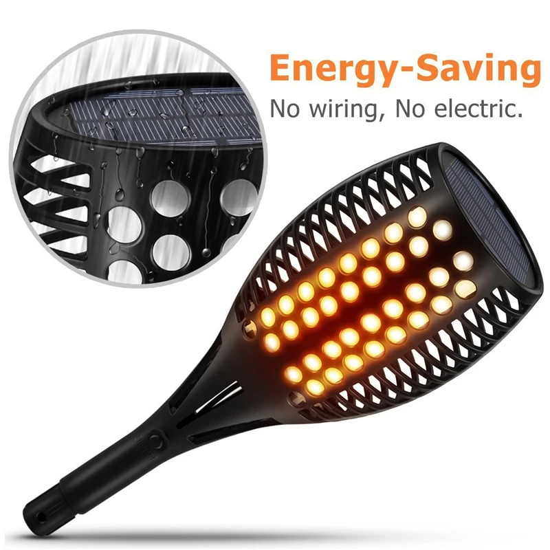 Chiclits Solar LED Flame Lamp Waterproof Flame Lighting 96LED Lights Flame Effect Light Outdoor Fire Light Garden Decoration  (20)