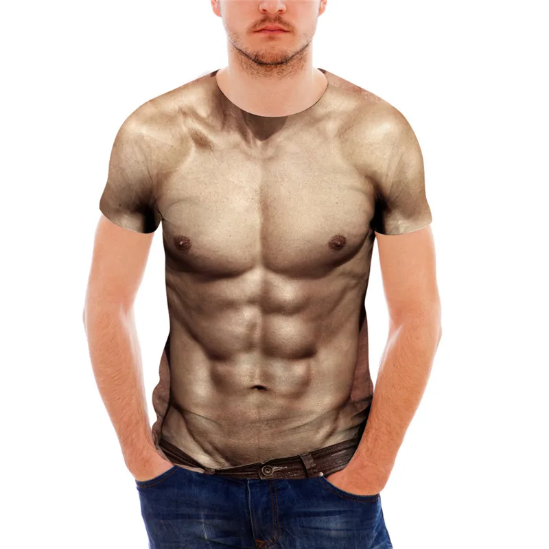 Forudesigns 3d Muscle Print T Shirt Clothing Summer T Shirts Mens