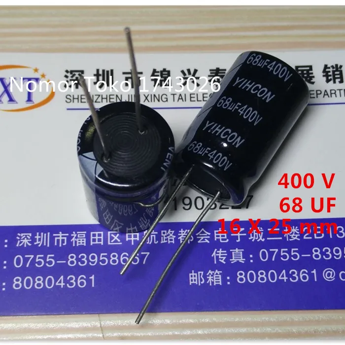 

Delivery Gratis 10 Pcs/Lot Aluminum Electrolytic Capacitor 68 UF 400 V 16*26mm 400V 68uF Electrolytic Capacitor Ic ...