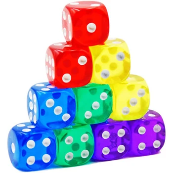 

50 Dices Square 6 Sided Transparent 16mm Dices Solid Dice Acrylic Dices For Mexico KTV Yahtzee Party