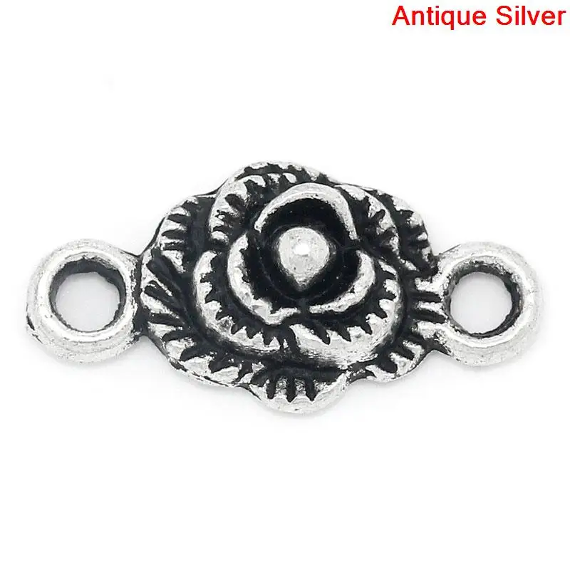 

Zinc metal alloy Connectors Findings Flower Silver Color Flower Pattern Color Plated 10mm x 19mm ,6 Sets new