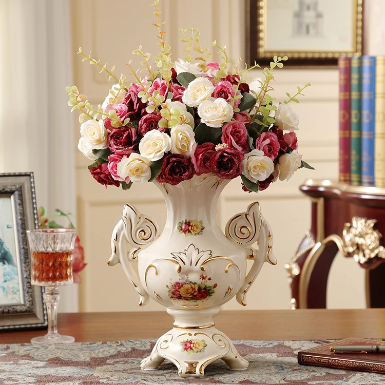 Европейская керамическая ваза украшения ремесла орнамент цветок гостиной домашнего интерьера рабочего стола искусственный букет цветов