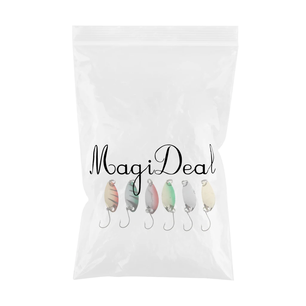 6pcs/Lot Paillette Fishing Lure Hard Bait Spoon Sequins Metal Lures with Barbed Hooks Set for Perch Herring Topwater Fishing