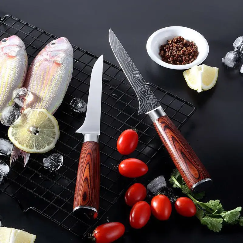Горячая Распродажа 8 "дюймовые японские ножи шеф повара из дамасской стали Santoku