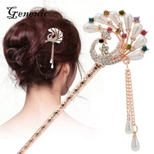 1 шт., Ретро стиль, для невесты, свадебные подарки, заколки для волос, элегантные женские цветные заколки для волос, стразы, Бабочка, палочки для волос, ювелирные изделия