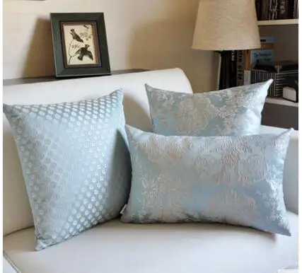 

European style Classic jacquard pillowcase light blue floral cushion cover sofa lumbar pillow cover home decor