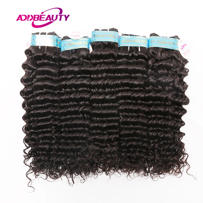 

Addbeauty 10Pcs Lot Deep Wave Peruvian 100% Human Virgin Hair Extension Bundle Weave Natural Color Can Colored 613 Free Shipping