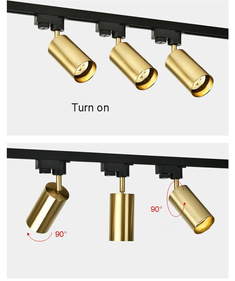 Золотой светильник на рельсах, Точечный светильник s 110V 220 V, магазин кофейных изделий, художественный зеркальный светильник, Регулируемый потолочный точечный светильник