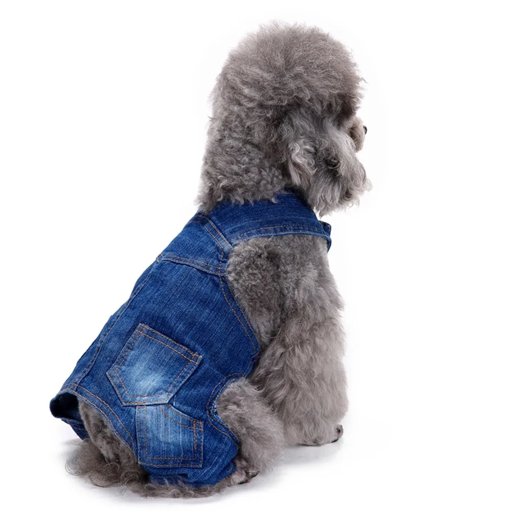 TAILUP джинсовая одежда для животных модные однотонные синие джинсы для маленьких собак Humanized дизайн комбинезоны брюки костюм для собак пальто Прямая поставка 5