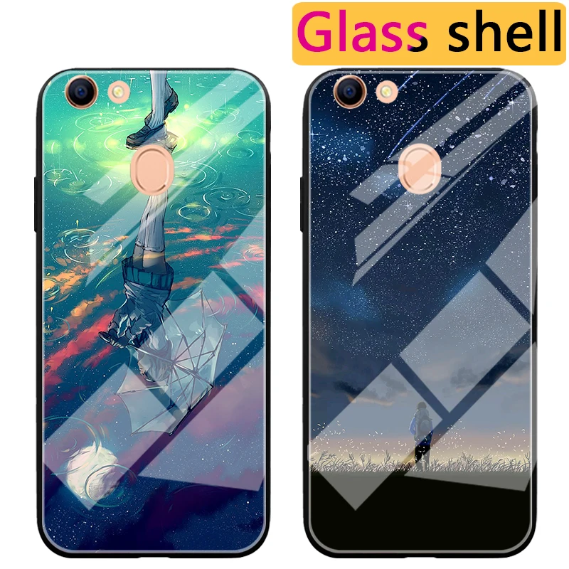 

Abstract Space Glass Case For OPPO Reno A59 A71 A79 A83 A3S A7 Sky Phone Case For OPPO Realme 1 F1S F5 F7 Youth Back Cover