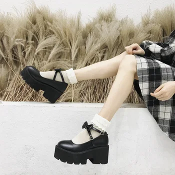 

2019 autumn new fashion simple solid color thick soles bow decoration casual shoes women Japanese style comfortable casual shoes