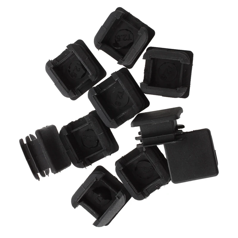 

25mm x 25mm Plastic Square Tube Inserts End Blanking Caps Black 10 Pcs