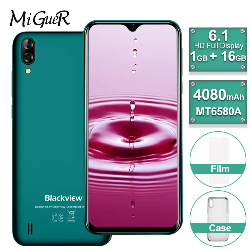 Blackview A60 6,1 дюймовый дисплей 19:9 соотношение 4080 мАч аккумулятор MT6580A четырехъядерный Android 8,1 смартфон 1 Гб ОЗУ 16 Гб ПЗУ